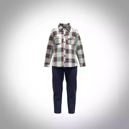 Girls check shirt Low-poly 3D model