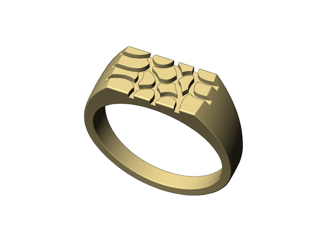 Nugget rectangular signet ring US sizes 6to11 3D print model_6