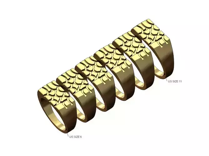 Nugget rectangular signet ring US sizes 6to11