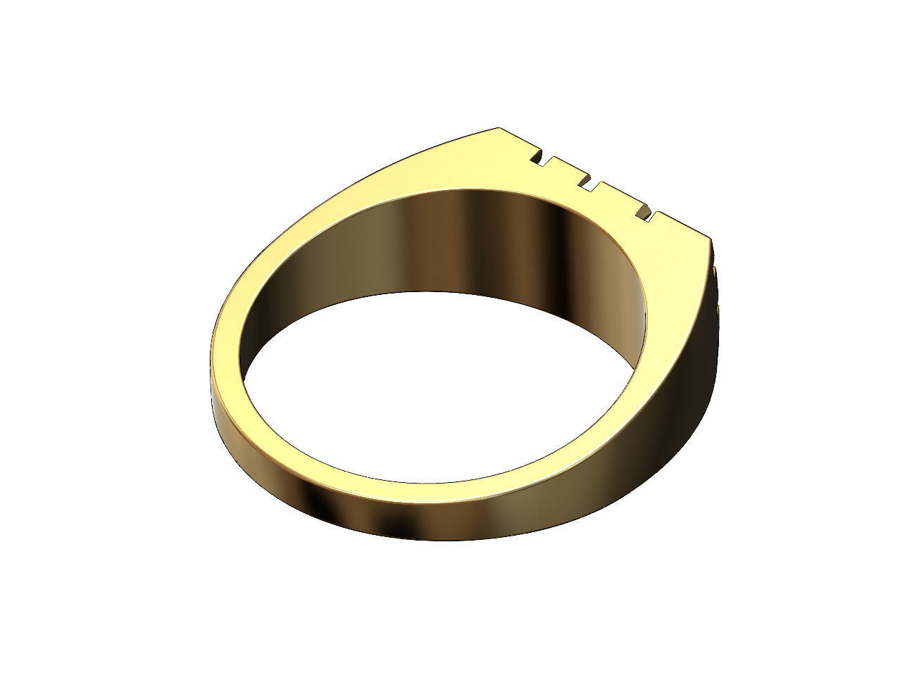 Nugget rectangular signet ring US sizes 6to11 3D print model_5