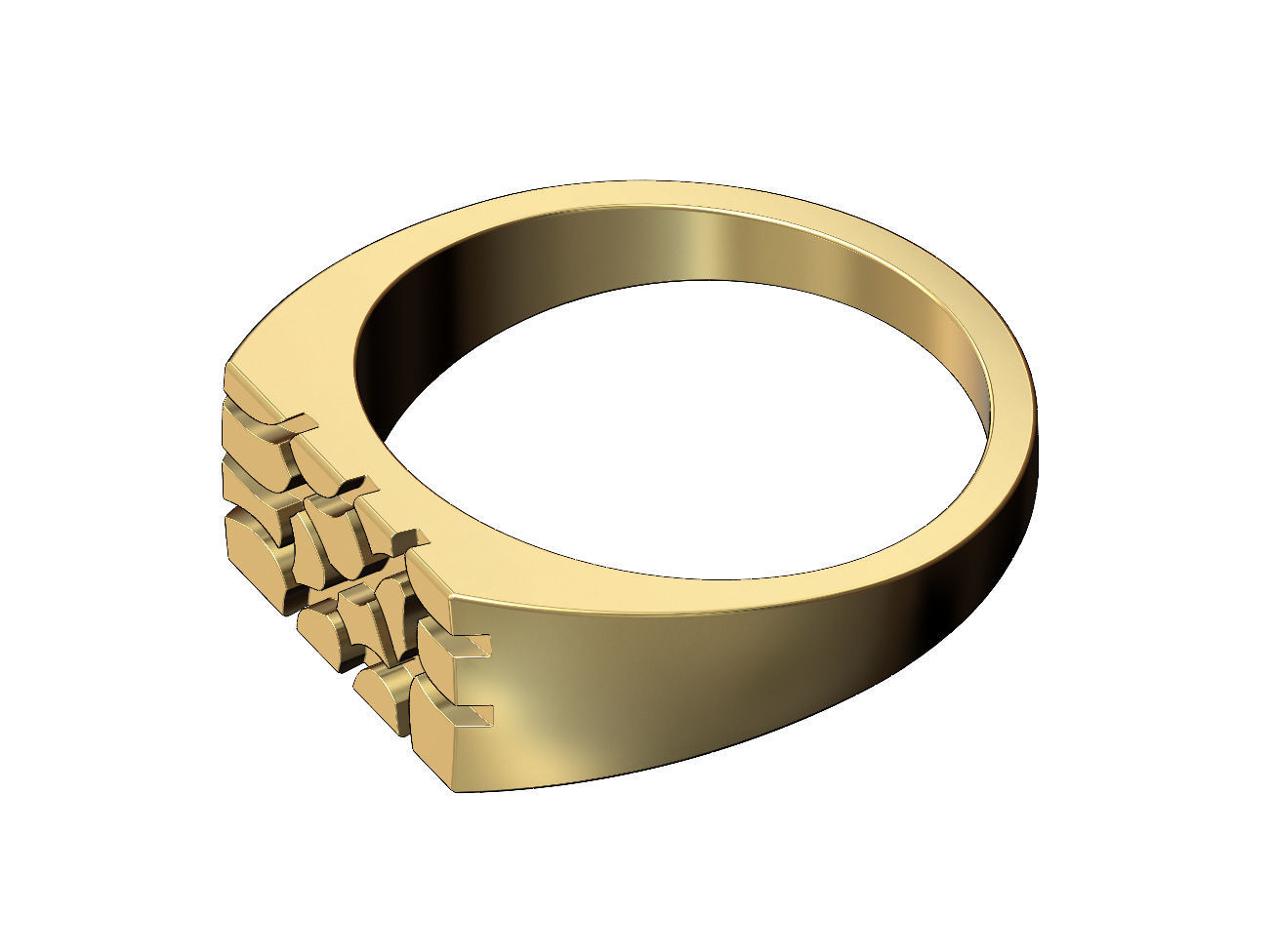 Nugget rectangular signet ring US sizes 6to11 3D print model_4