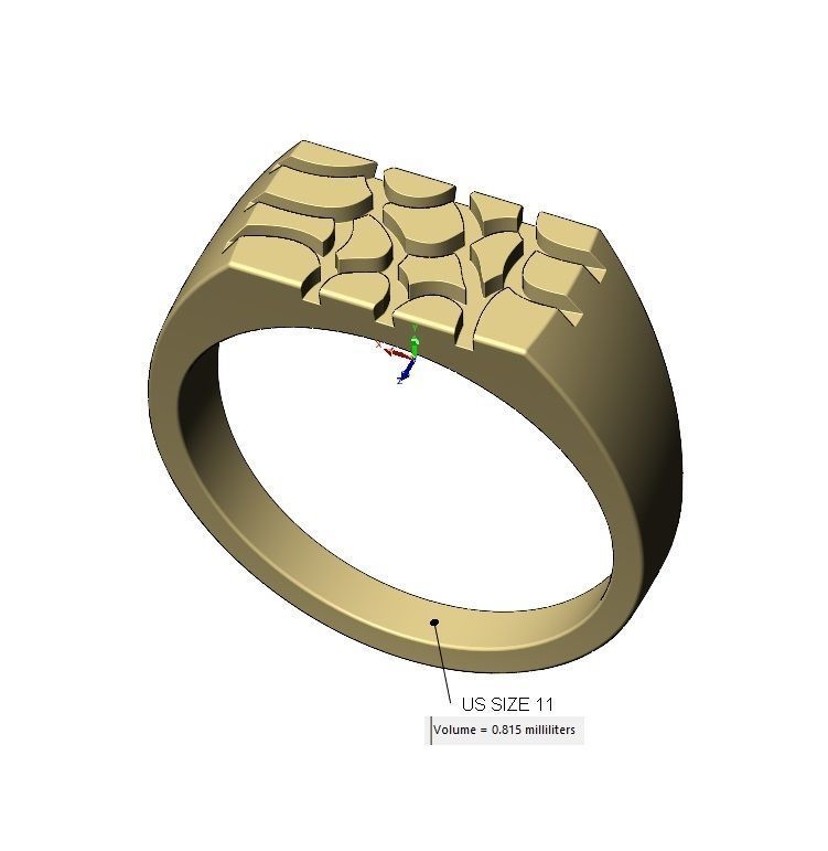 Nugget rectangular signet ring US sizes 6to11 3D print model_16