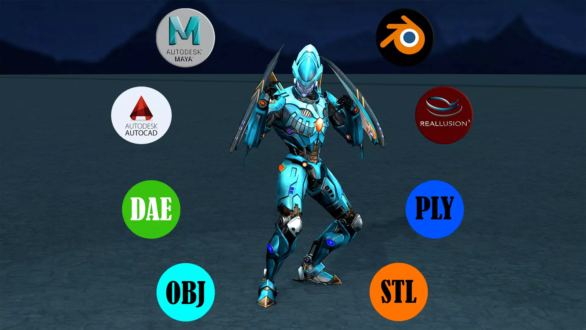 Sword Robot with Animation Low-poly 3D model_0