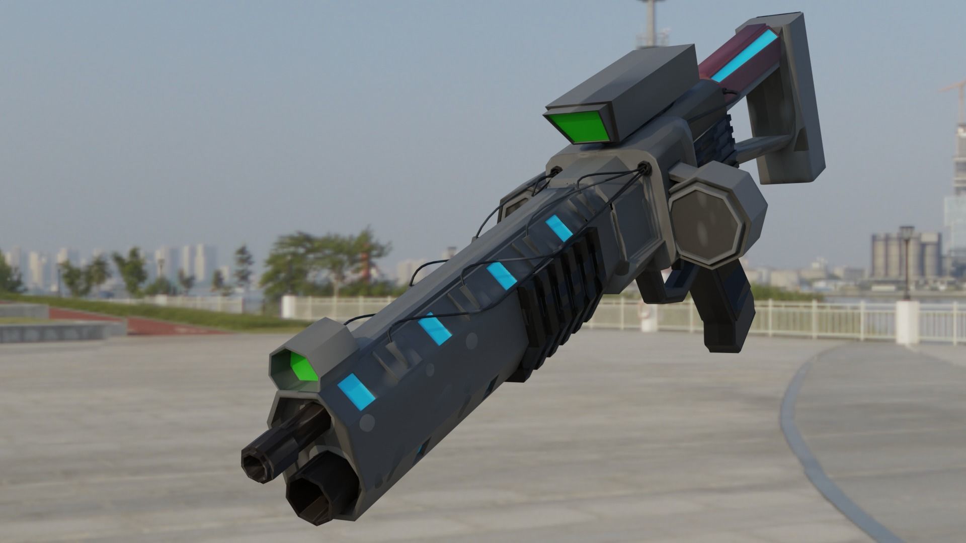 Gaus Electromagnetic Rifle Low-poly 3D model_12