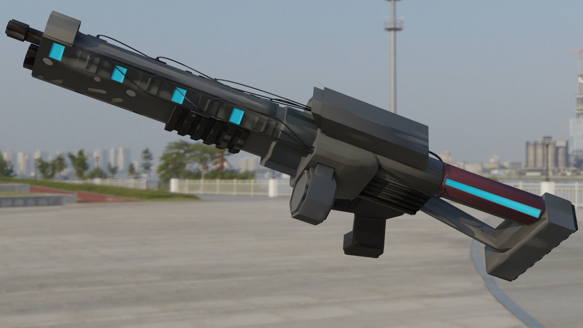 Gaus Electromagnetic Rifle Low-poly 3D model_18