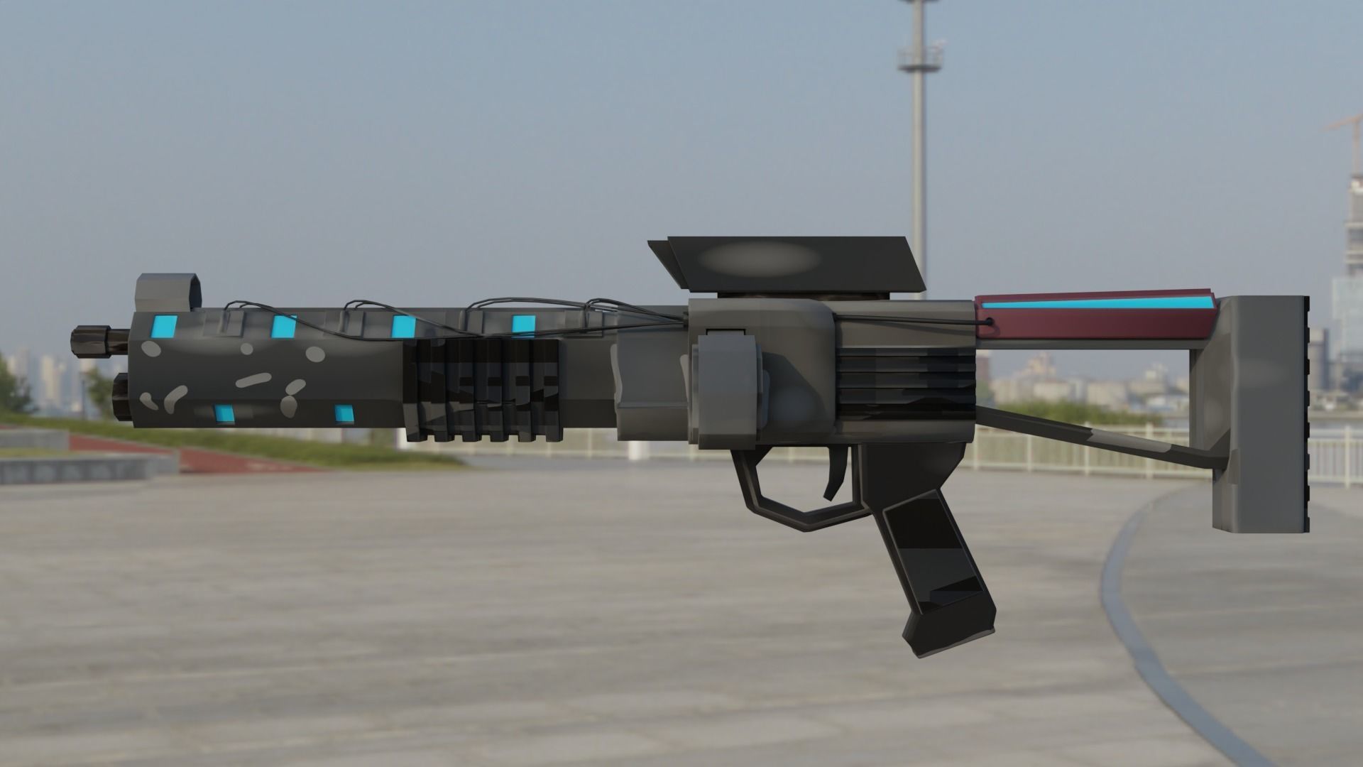 Gaus Electromagnetic Rifle Low-poly 3D model_2