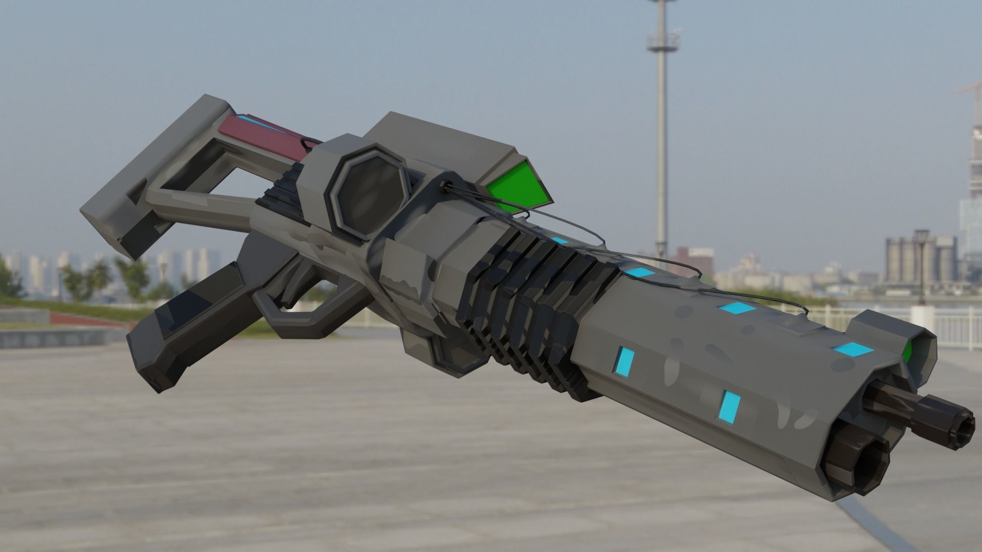 Gaus Electromagnetic Rifle Low-poly 3D model_16