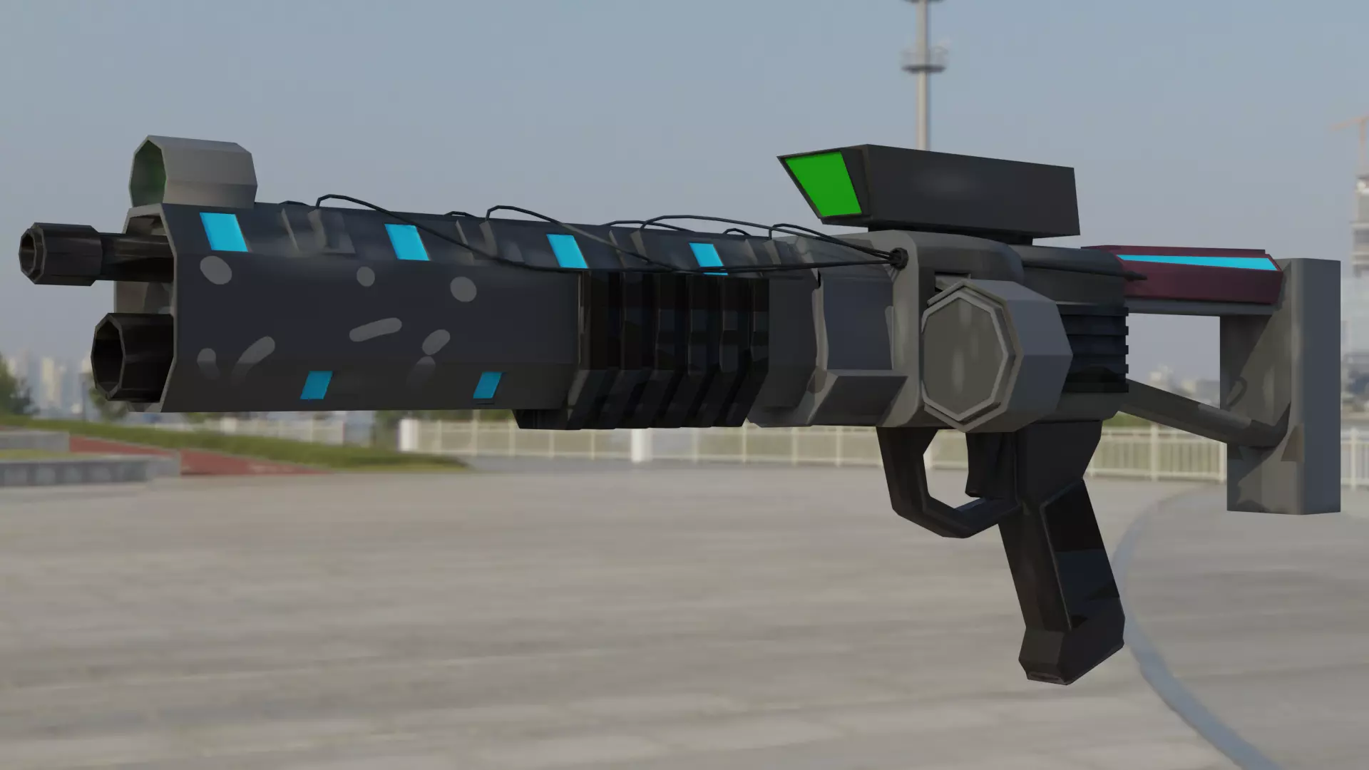 Gaus Electromagnetic Rifle Low-poly 3D model_0