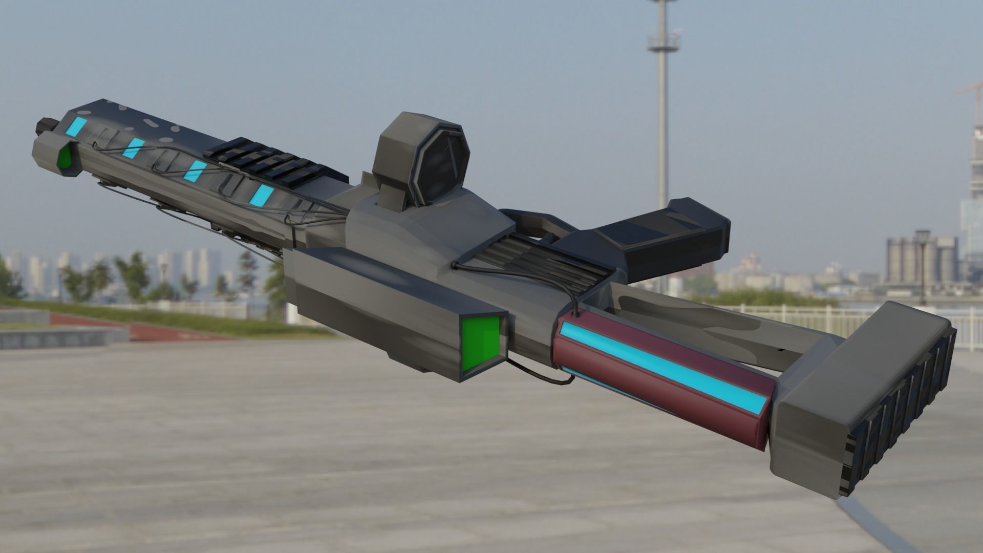 Gaus Electromagnetic Rifle Low-poly 3D model_1