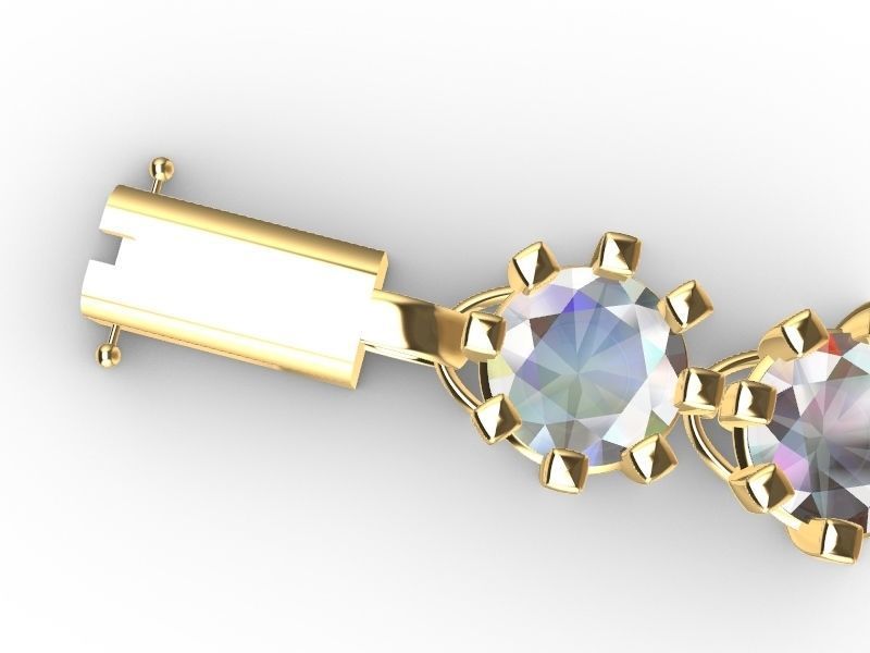 8 prong round brilliant bracelet stl verified 3D print model_7