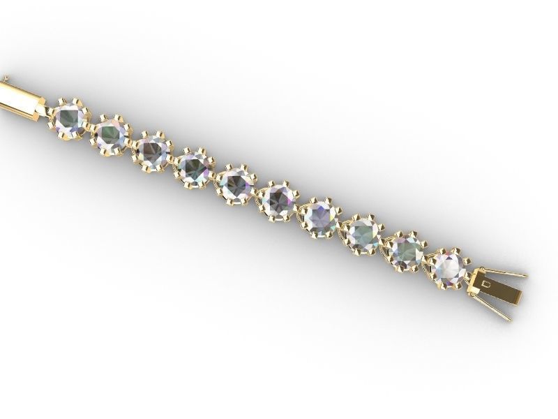 8 prong round brilliant bracelet stl verified 3D print model_6