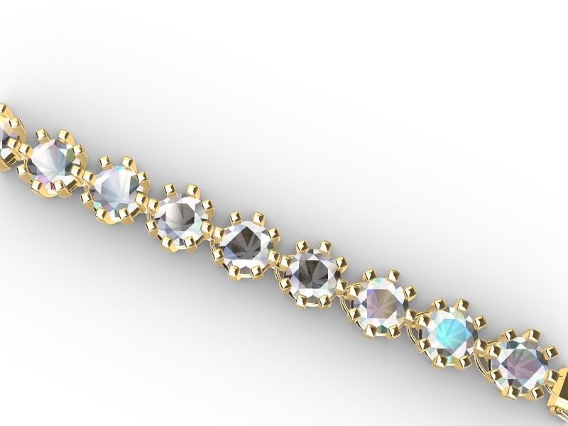 8 prong round brilliant bracelet stl verified 3D print model_9
