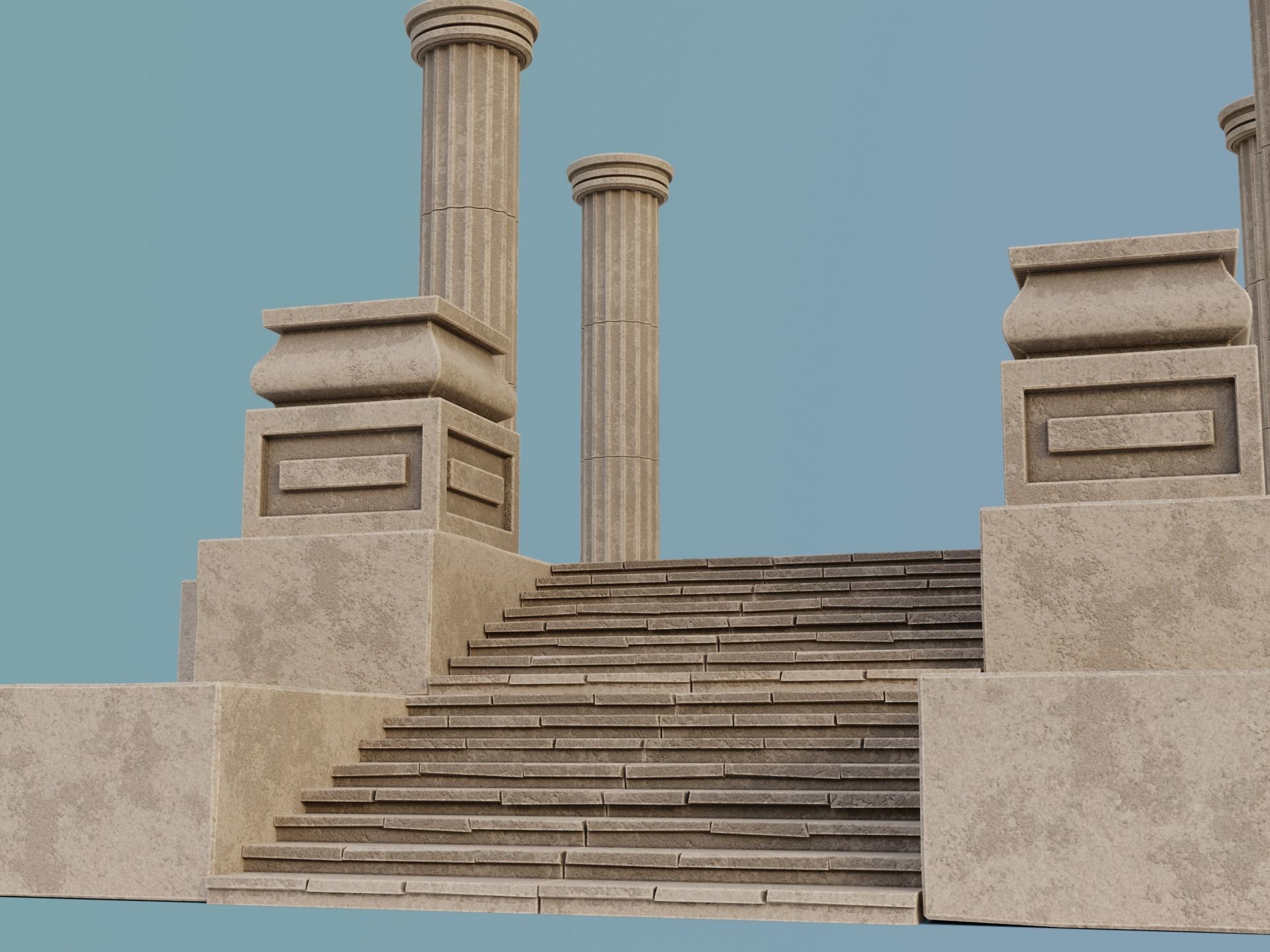 Antique Temple Low-poly 3D model_9