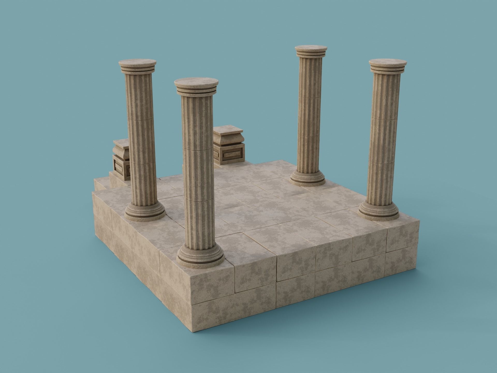 Antique Temple Low-poly 3D model_6