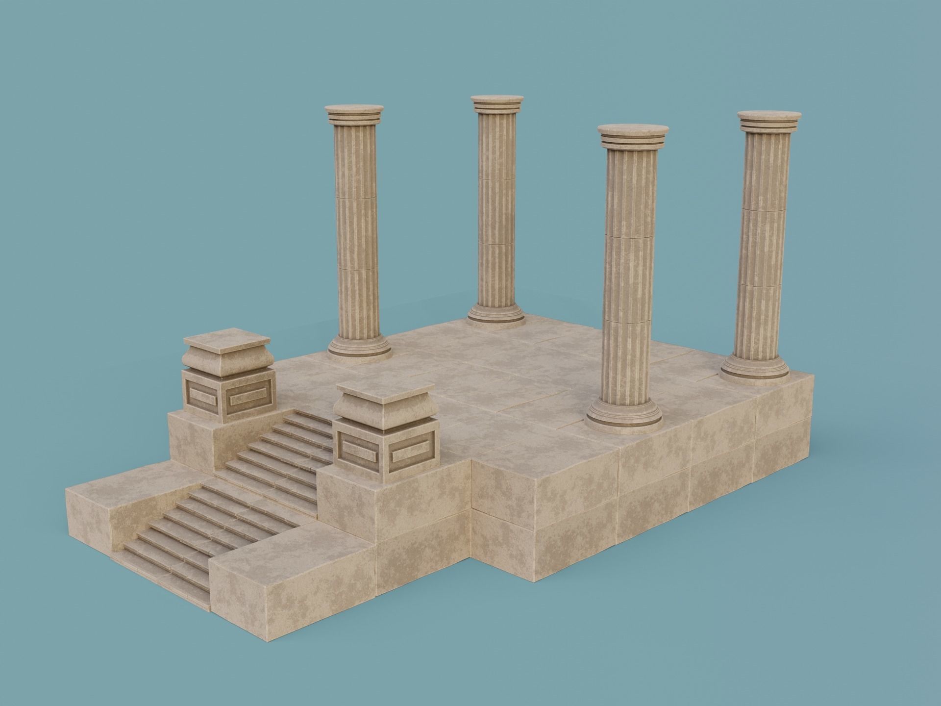 Antique Temple Low-poly 3D model_5