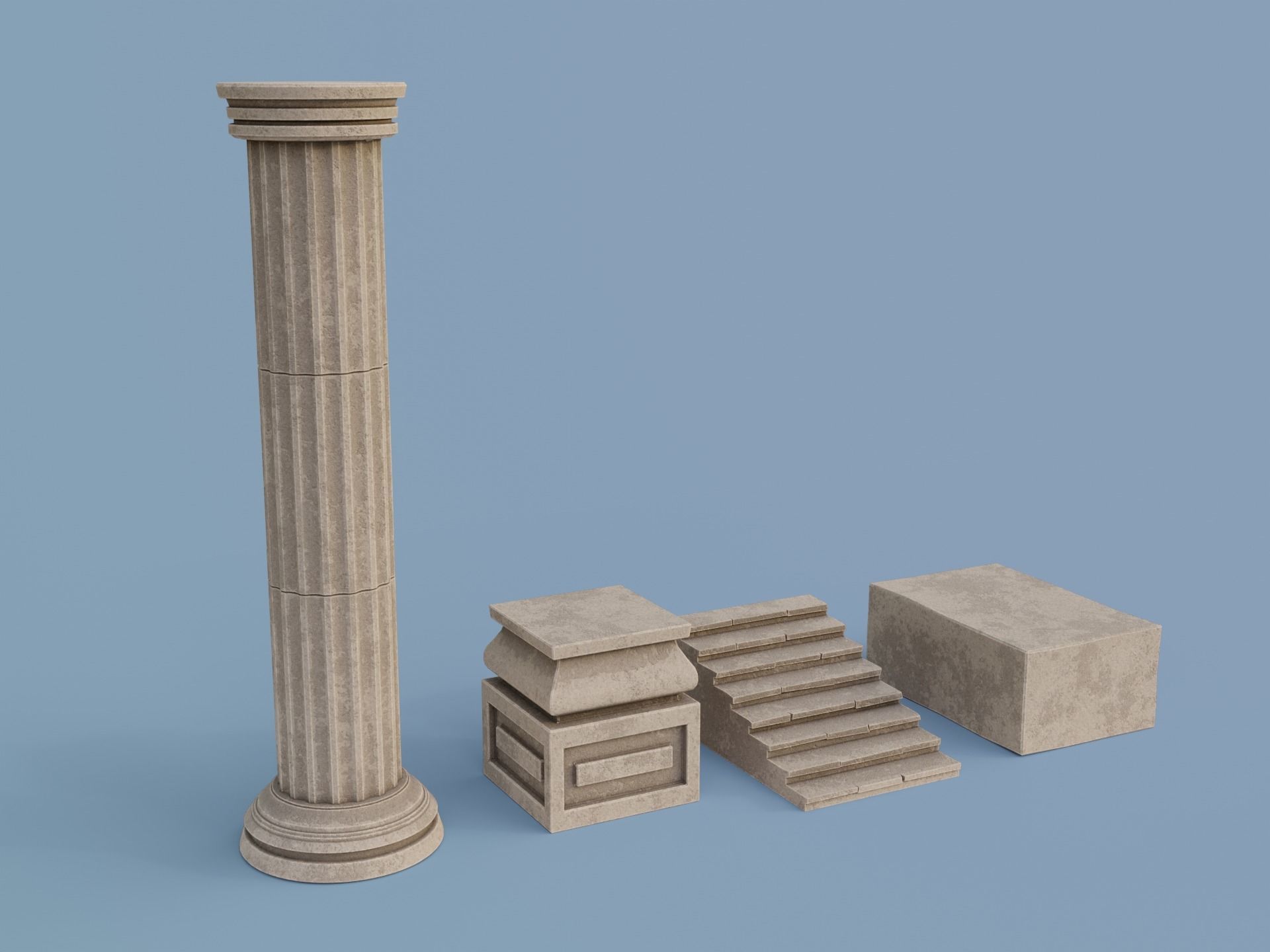 Antique Temple Low-poly 3D model_10