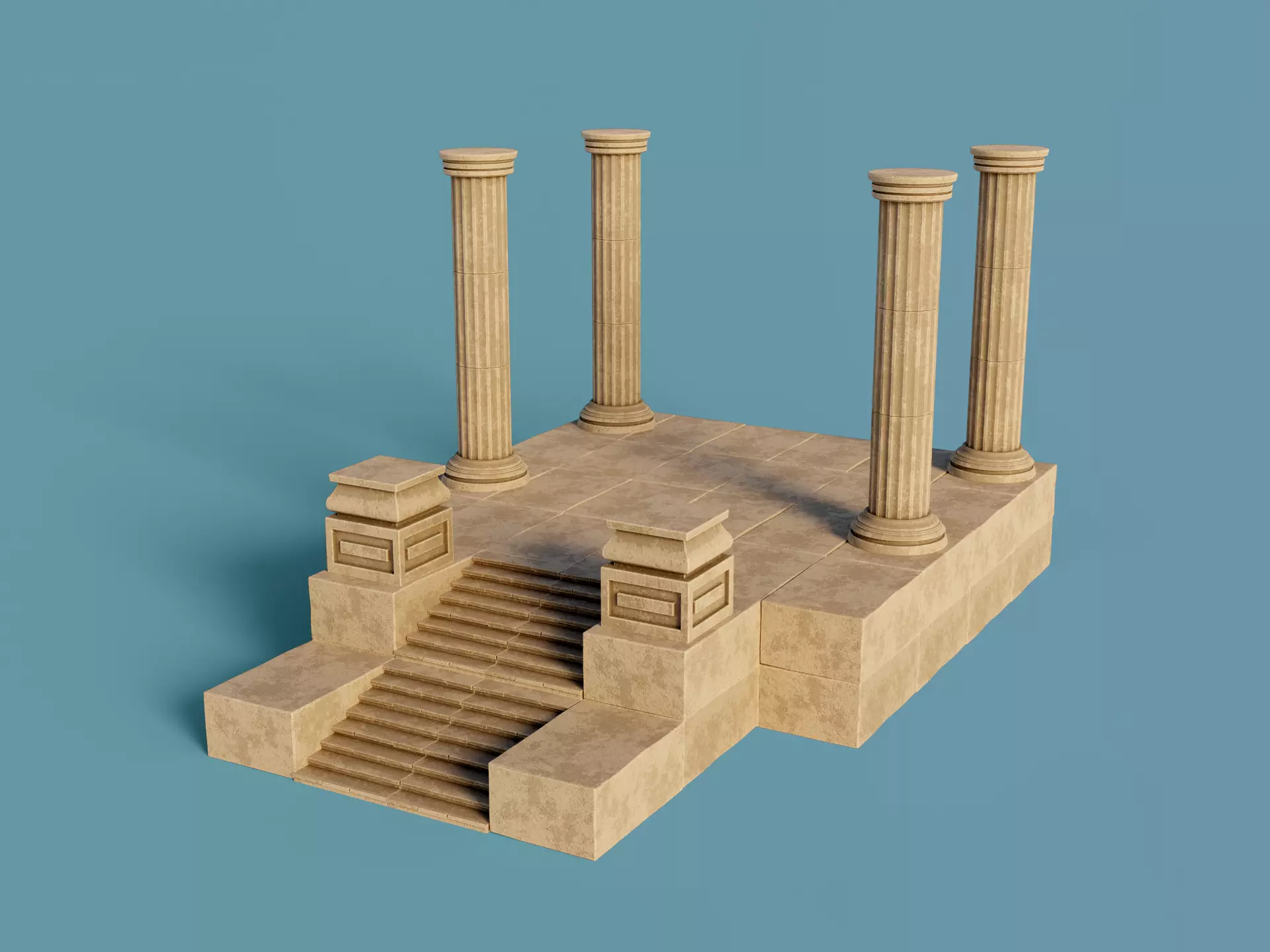 Antique Temple Low-poly 3D model_0