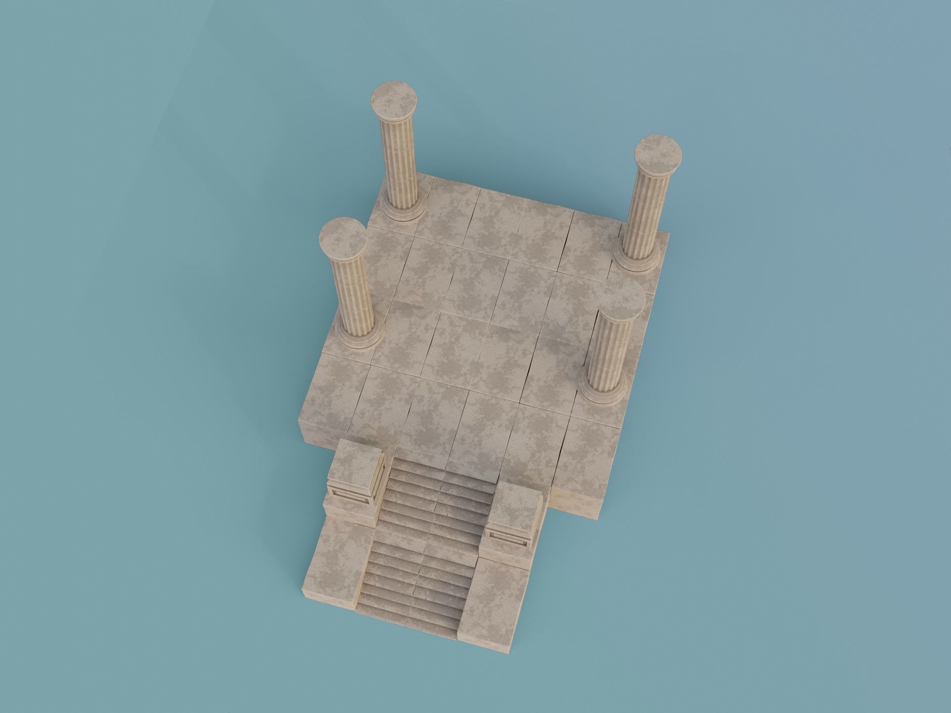 Antique Temple Low-poly 3D model_7