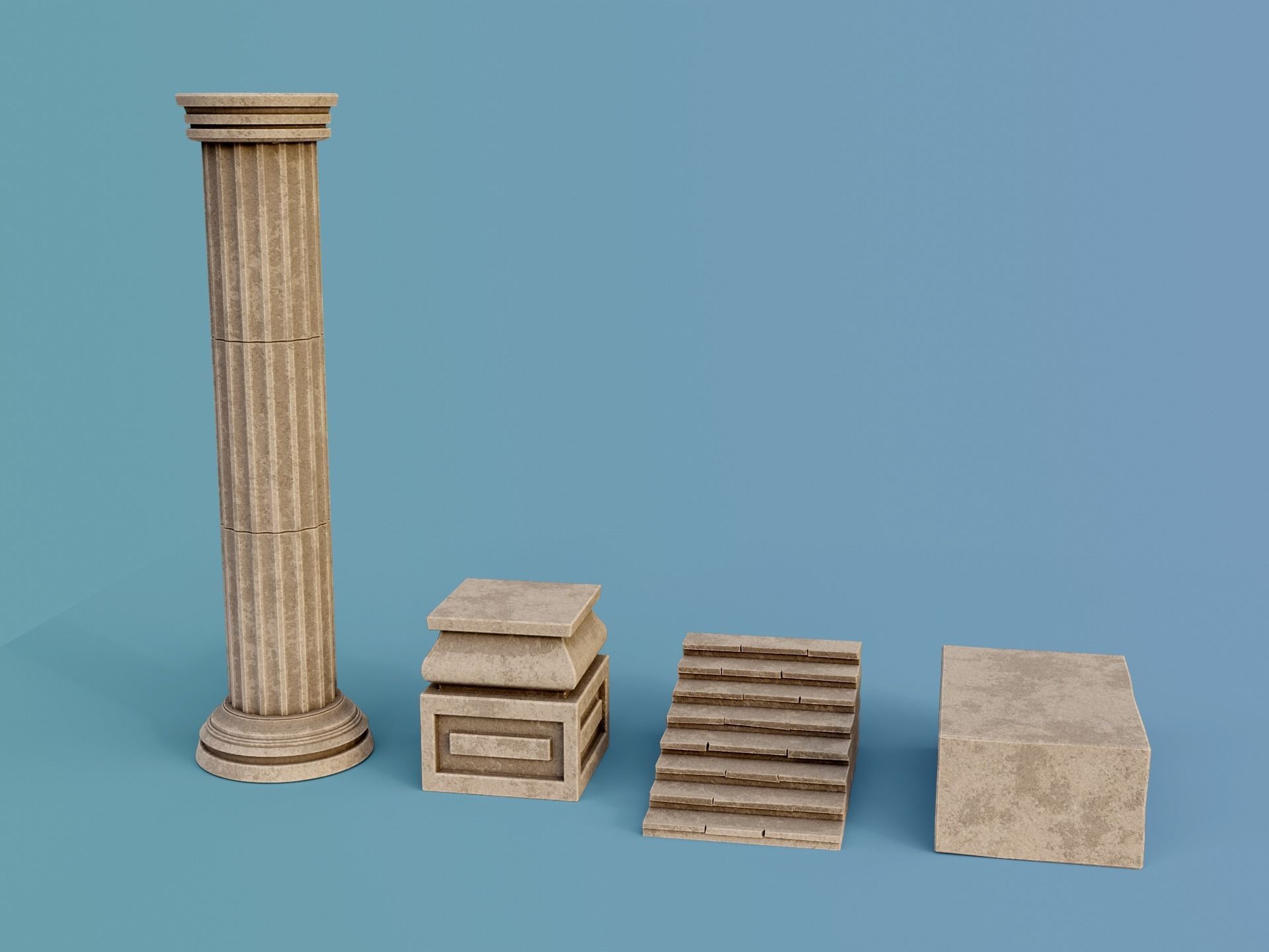 Antique Temple Low-poly 3D model_2