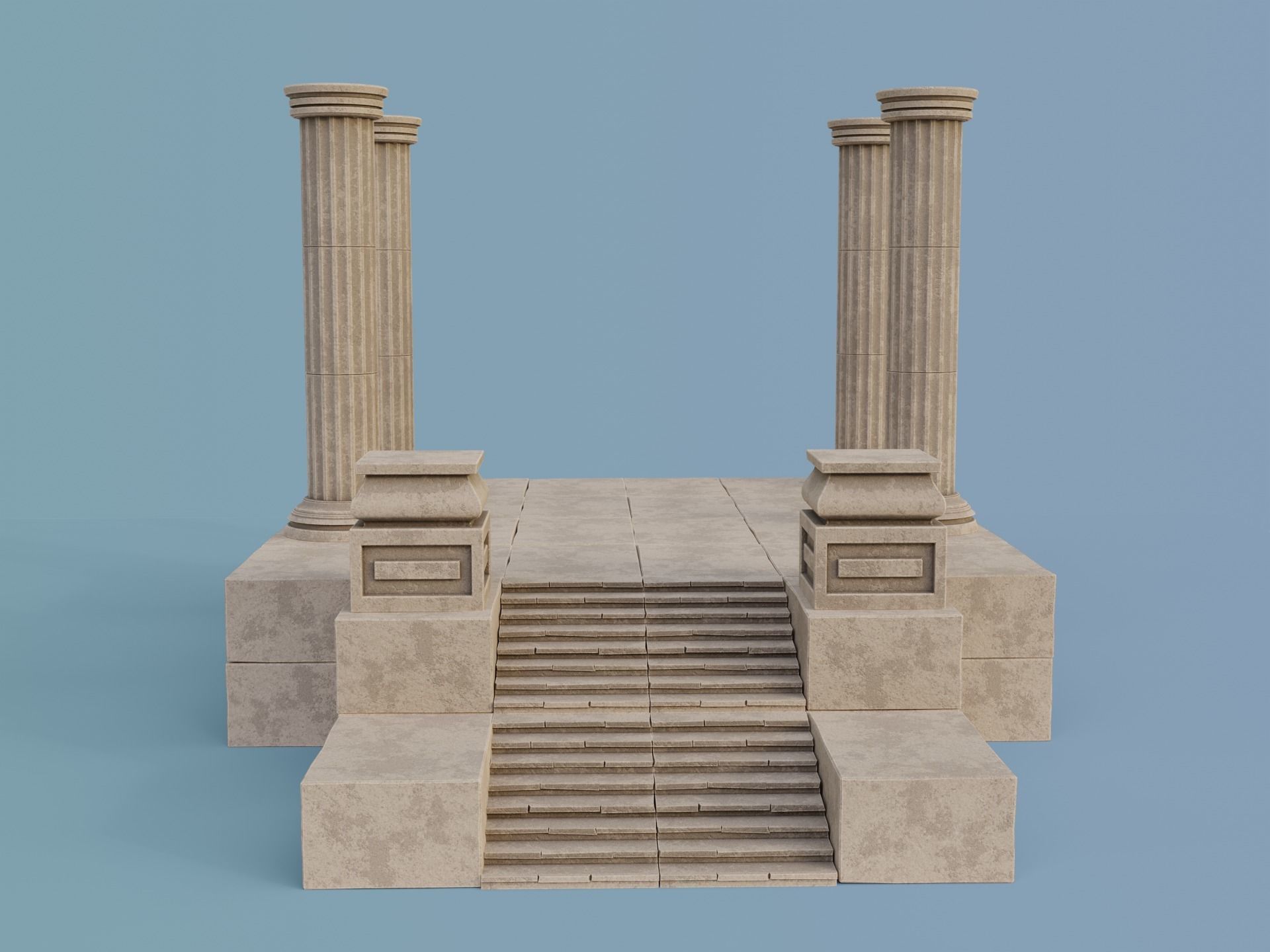 Antique Temple Low-poly 3D model_4