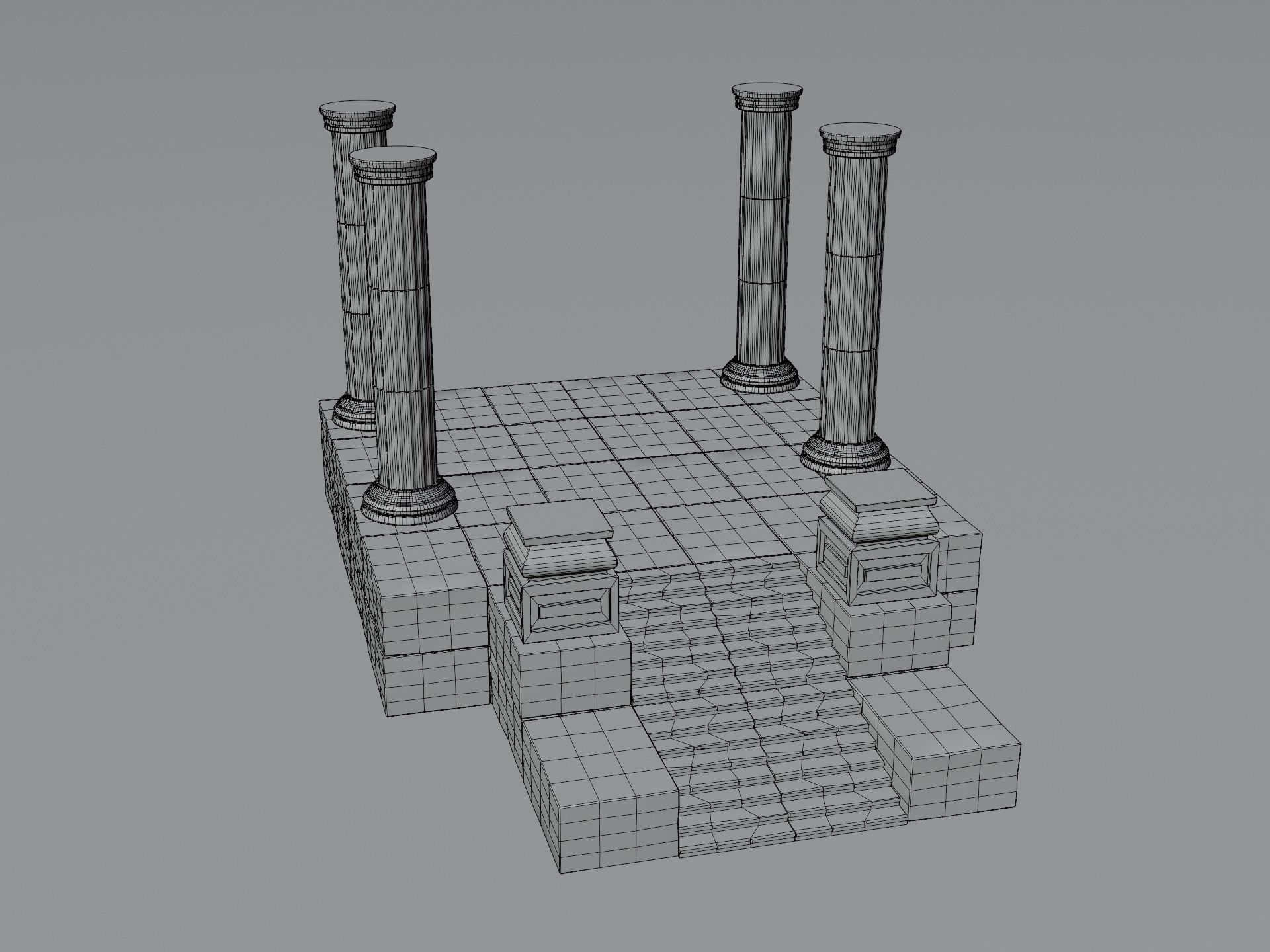 Antique Temple Low-poly 3D model_17