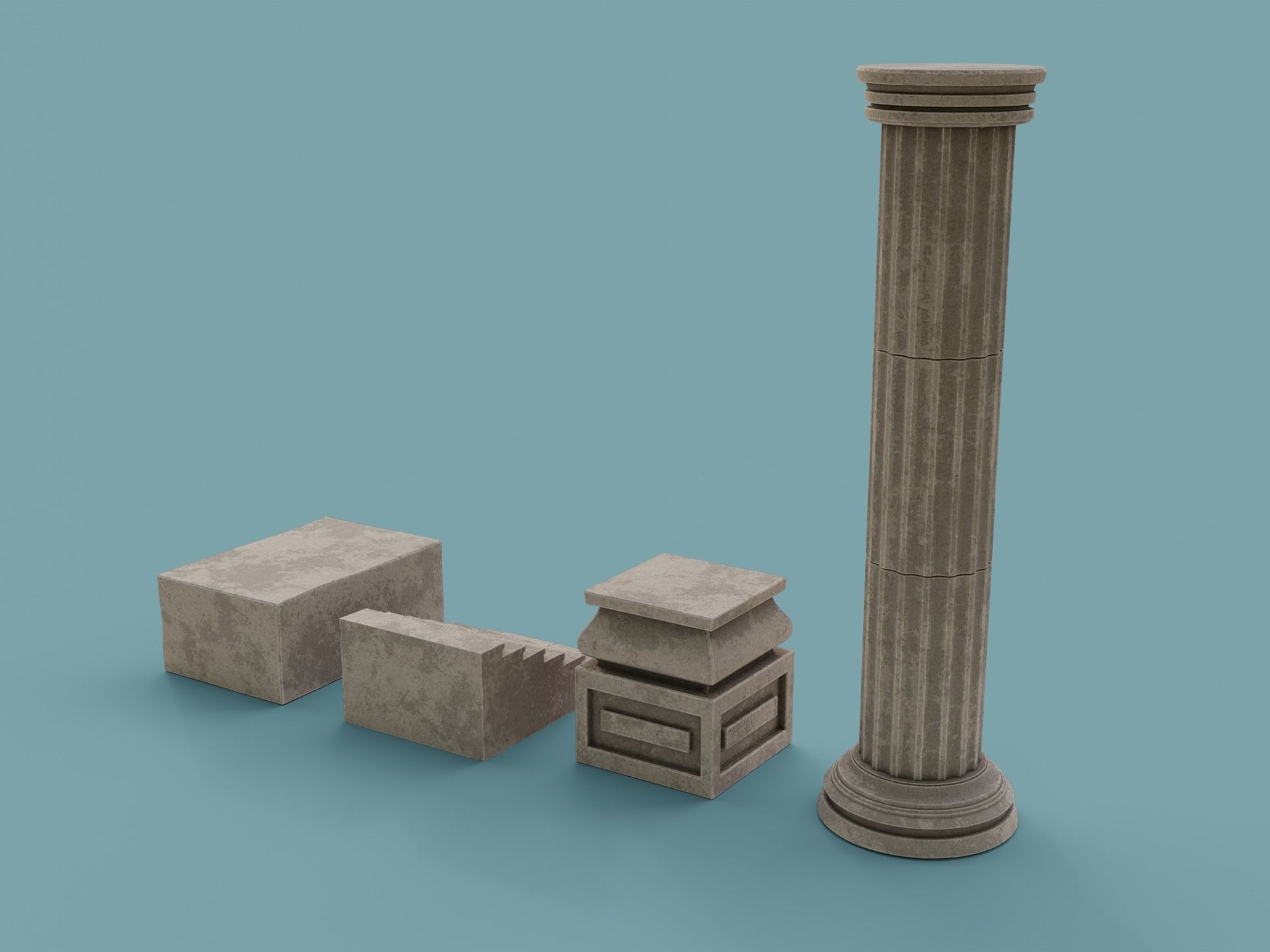 Antique Temple Low-poly 3D model_11