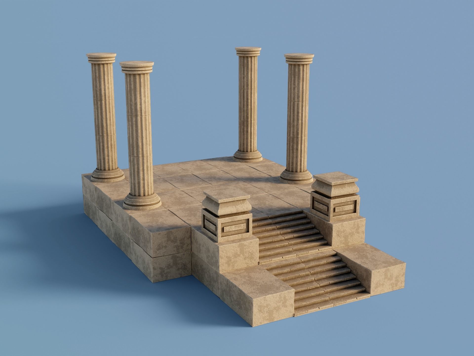 Antique Temple Low-poly 3D model_1