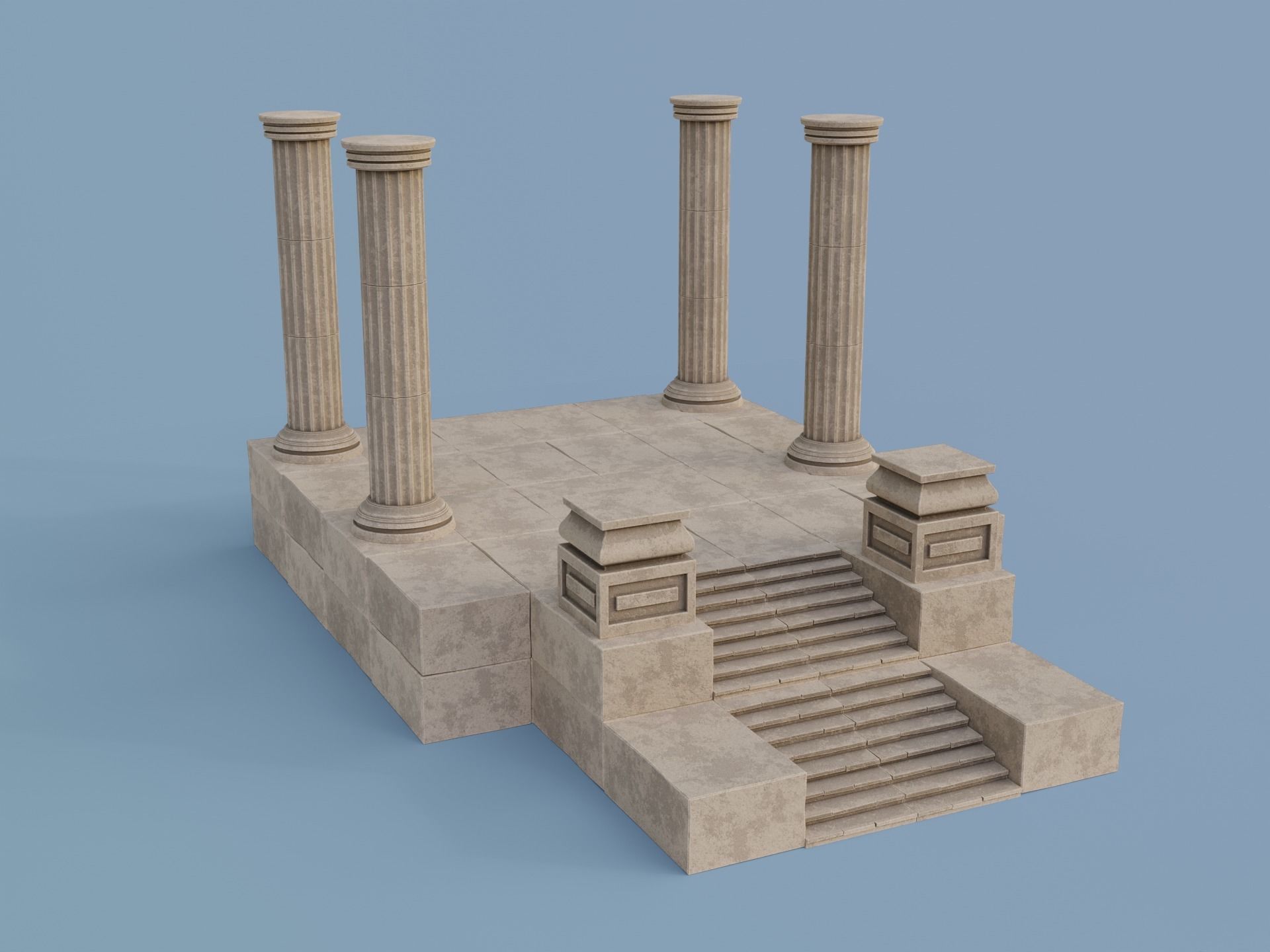Antique Temple Low-poly 3D model_3