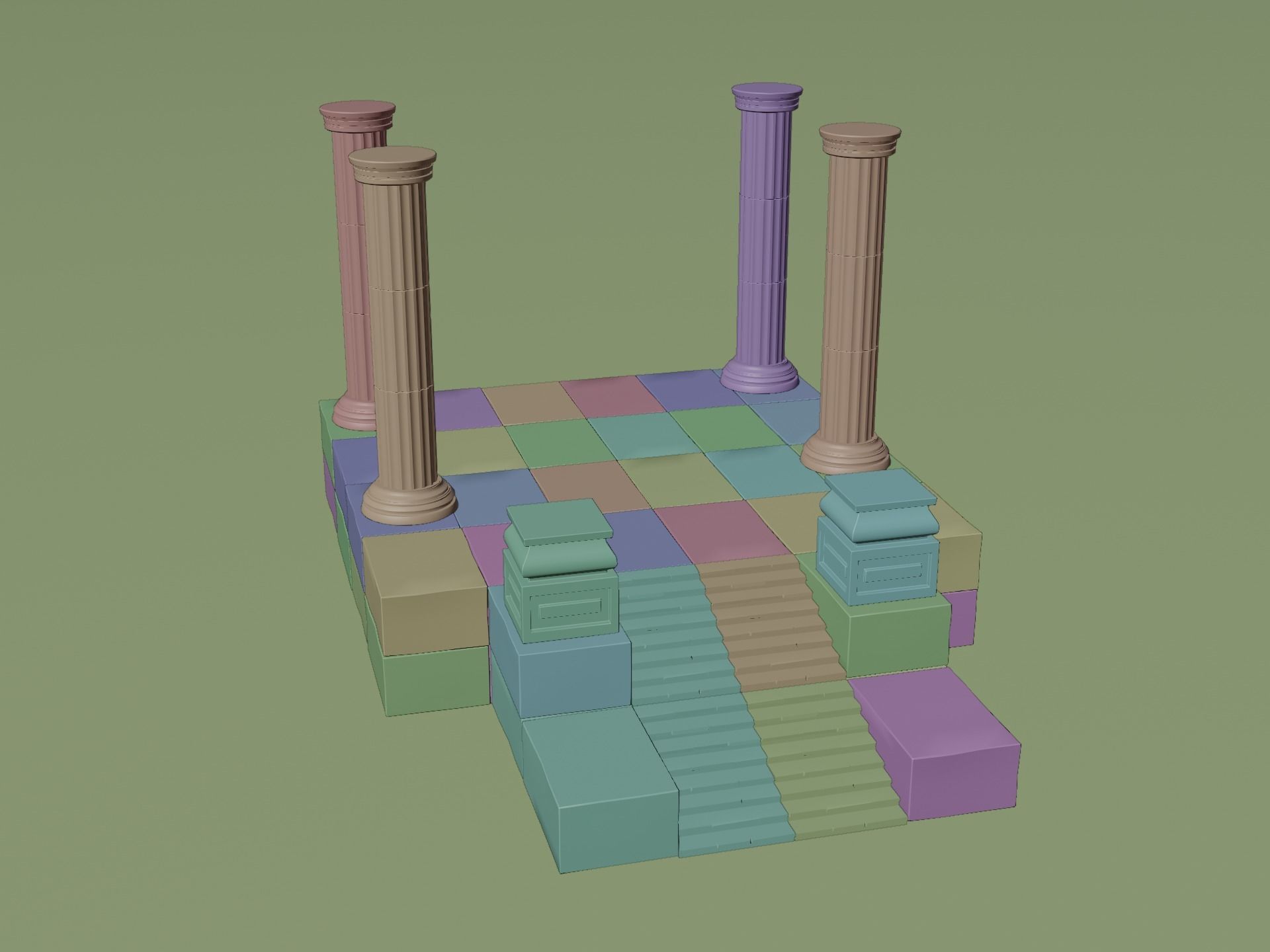Antique Temple Low-poly 3D model_16