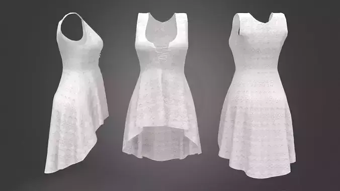 Lace-up Front Hem Dress Low-poly 3D model