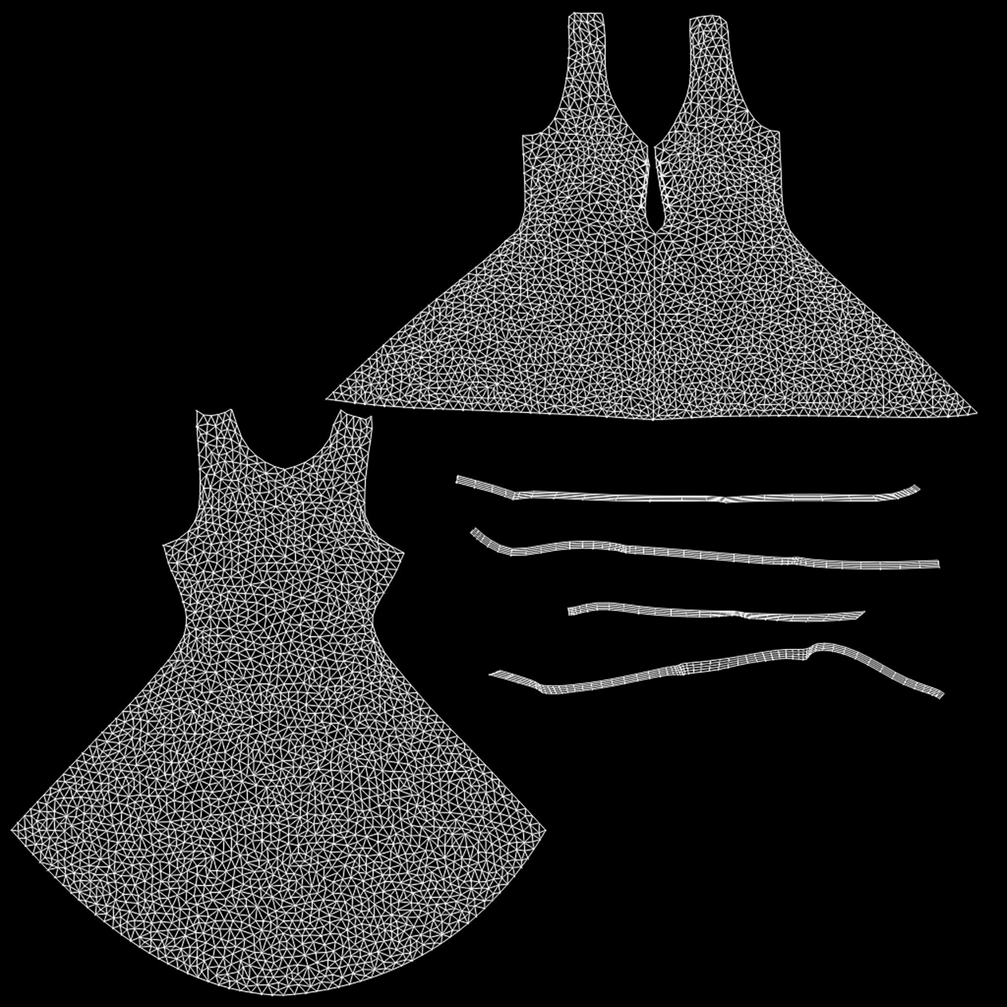 Lace-up Front Hem Dress Low-poly 3D model_16