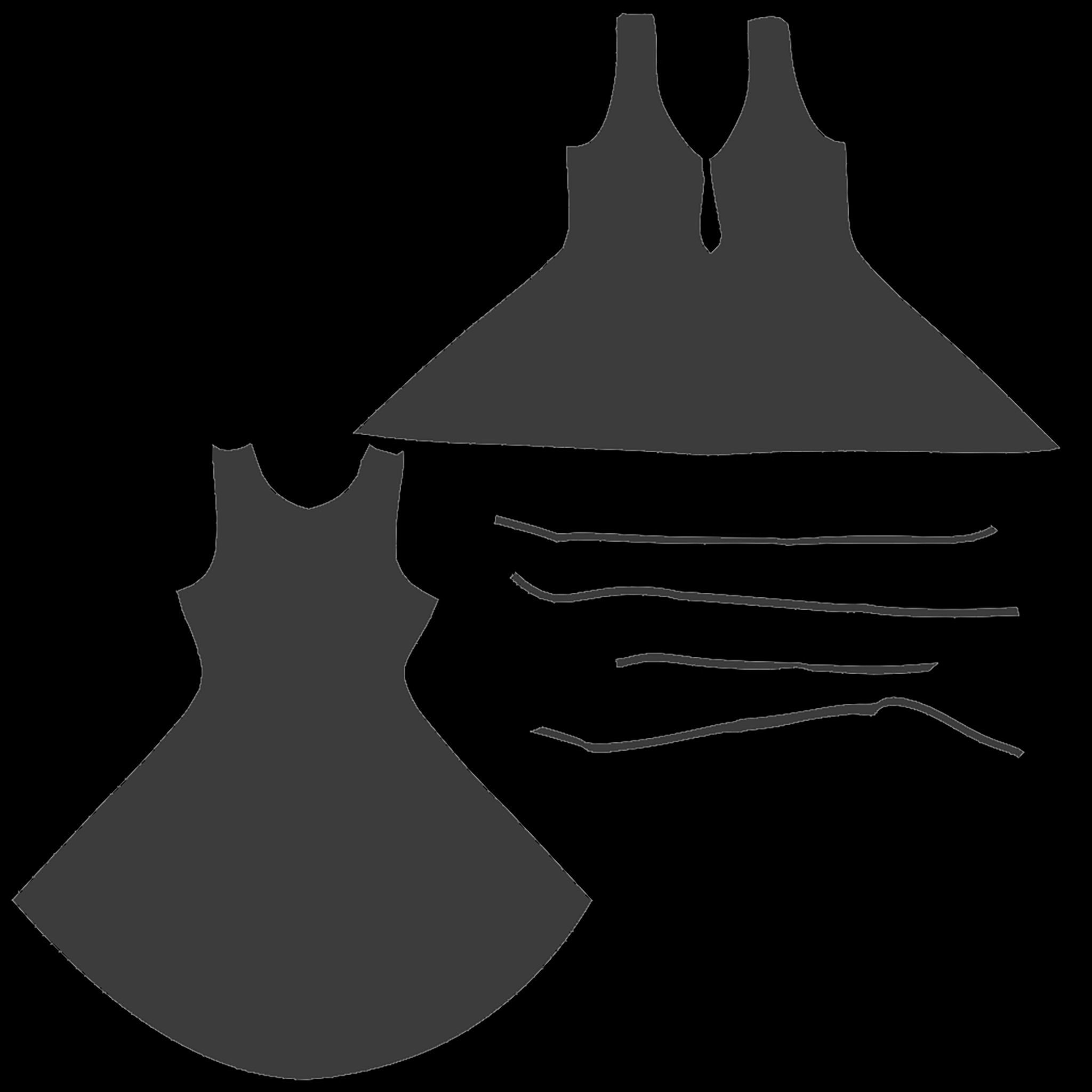 Lace-up Front Hem Dress Low-poly 3D model_14