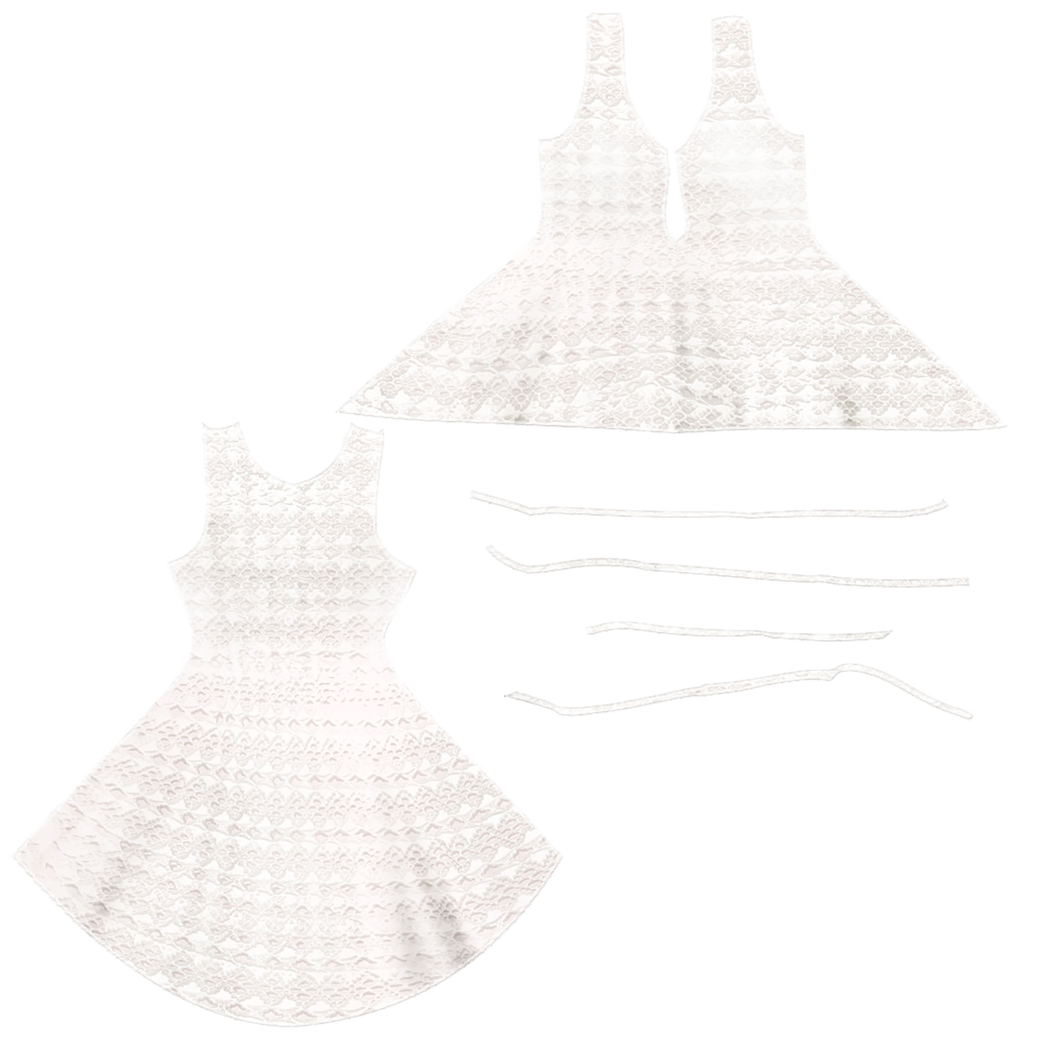 Lace-up Front Hem Dress Low-poly 3D model_8