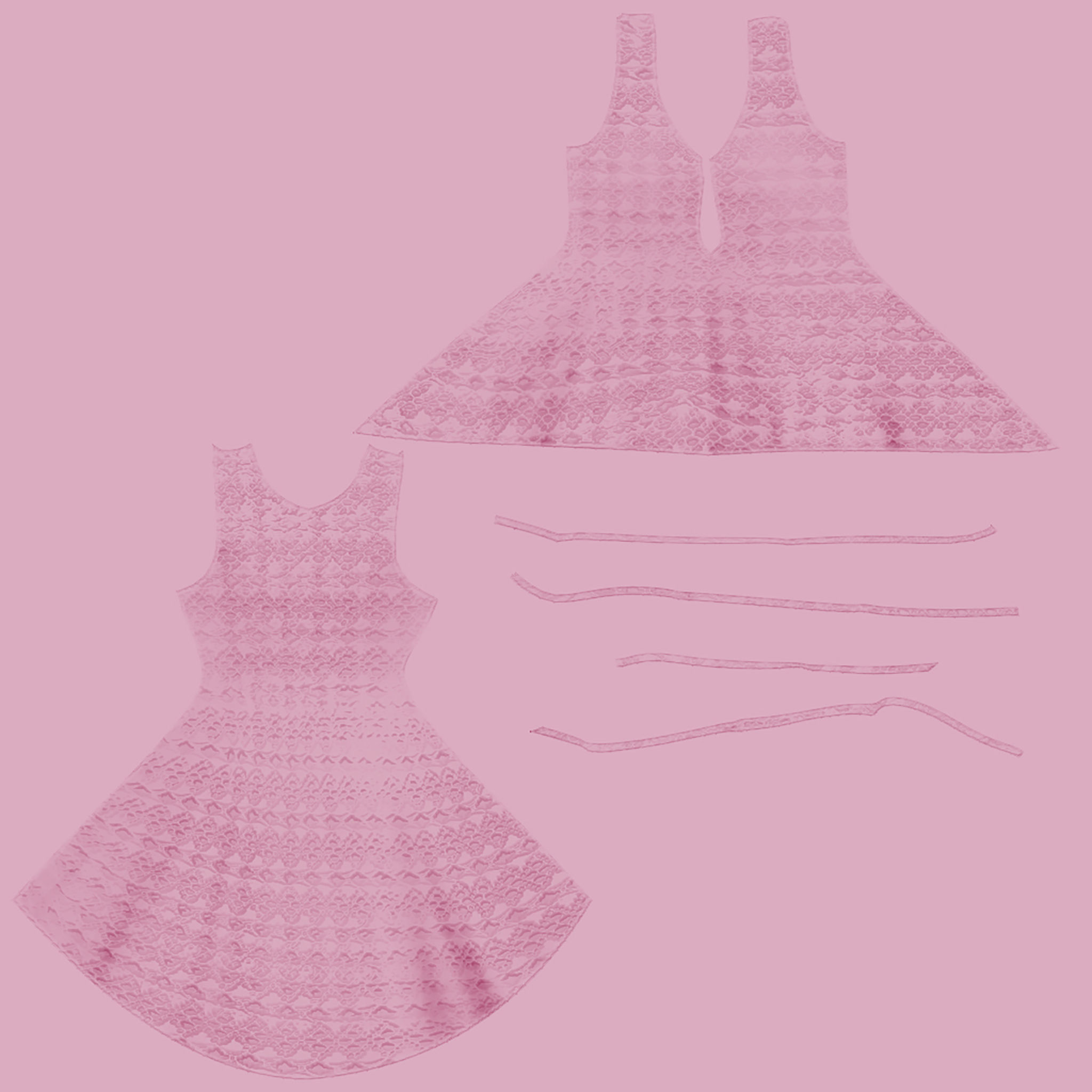 Lace-up Front Hem Dress Low-poly 3D model_12