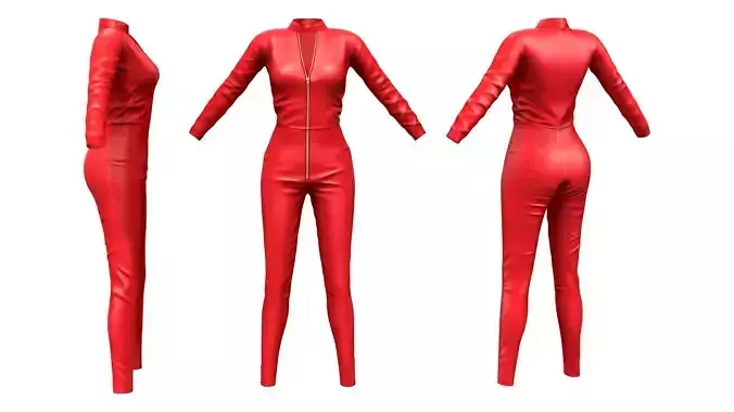 Red Leather Jumpsuit Low-poly 3D model