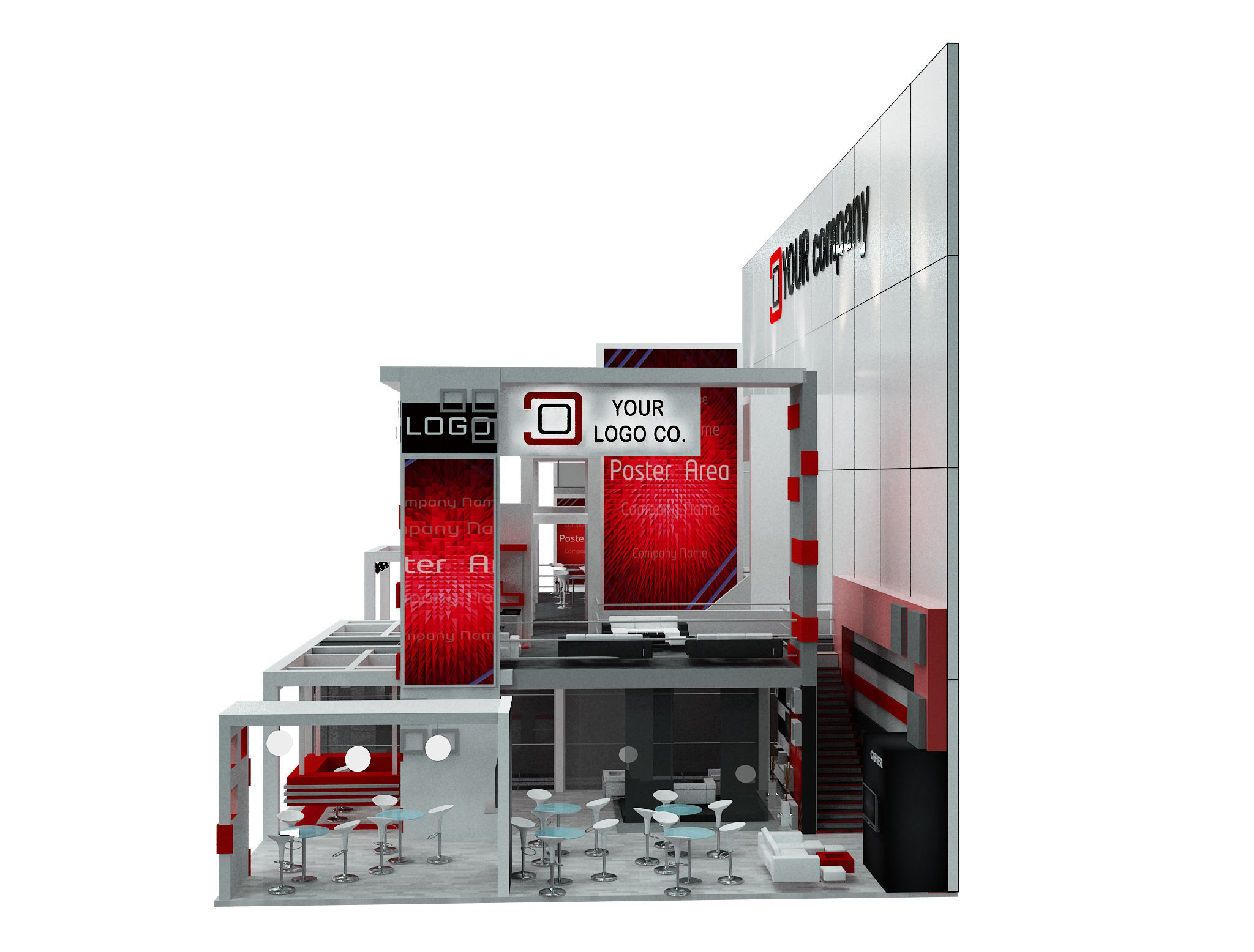 Booth Exhibition Stand a 500 3D model_28