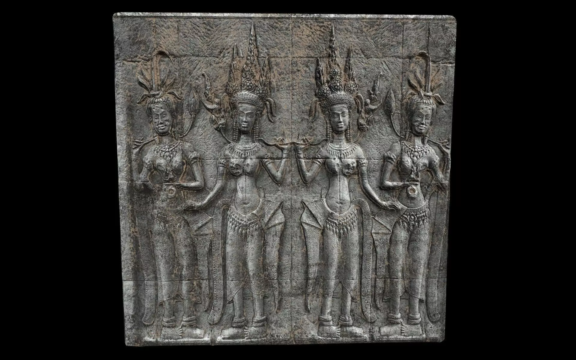 Stone sculptures of Angkor Wat stone carving Low-poly 3D model