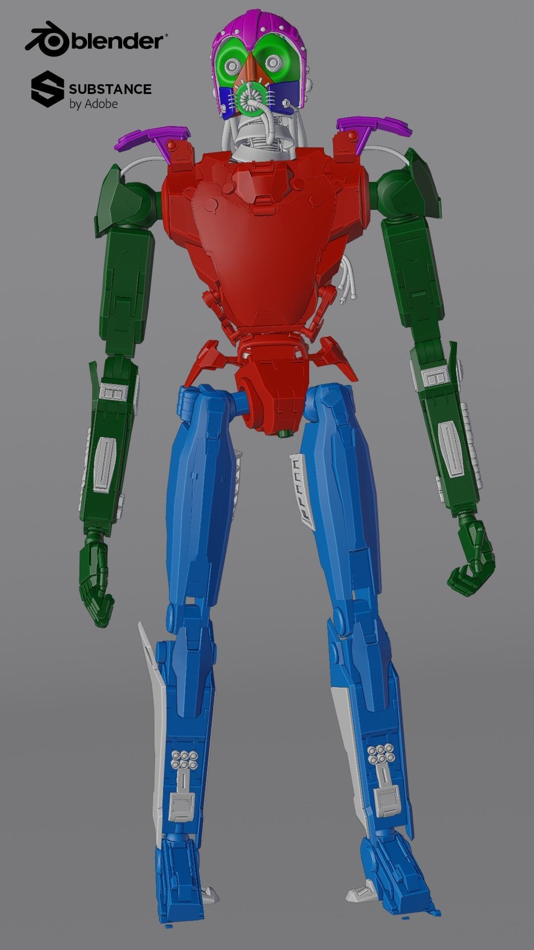 Sci fi Robot Character Low-poly 3D model_6