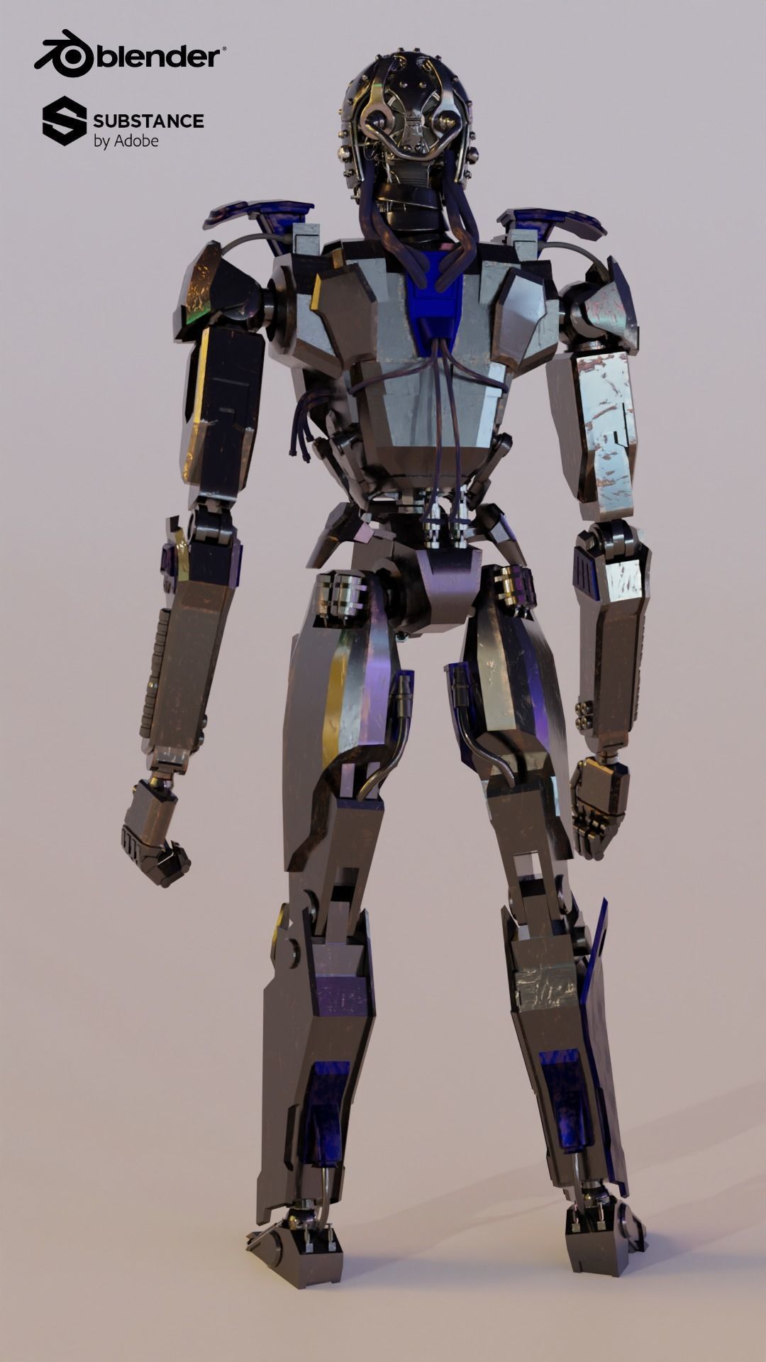 Sci fi Robot Character Low-poly 3D model_5