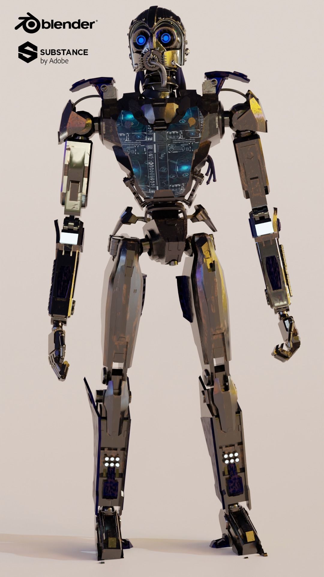 Sci fi Robot Character Low-poly 3D model_4