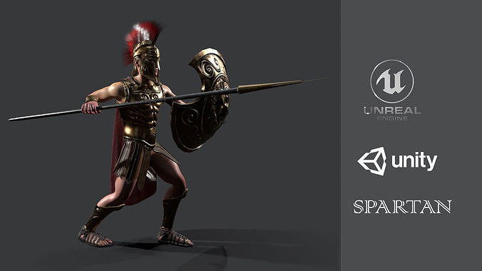 Spartan warrior Low-poly 3D model
