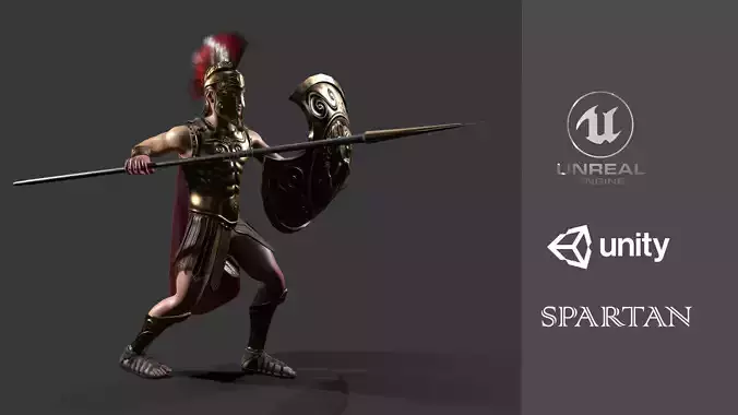 Spartan warrior Low-poly 3D model