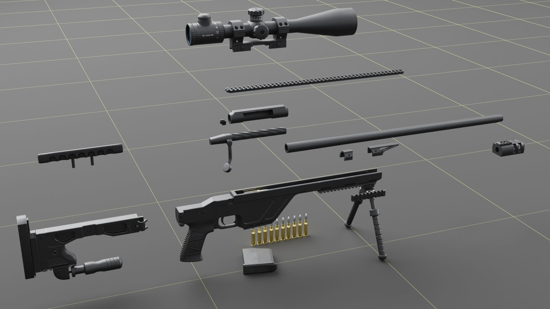 CZ TSR Sniper Rifle Low-poly 3D model_7
