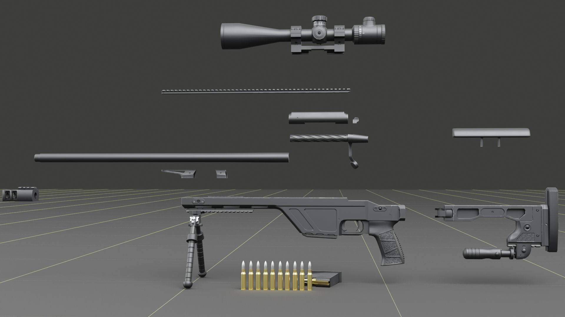 CZ TSR Sniper Rifle Low-poly 3D model_10