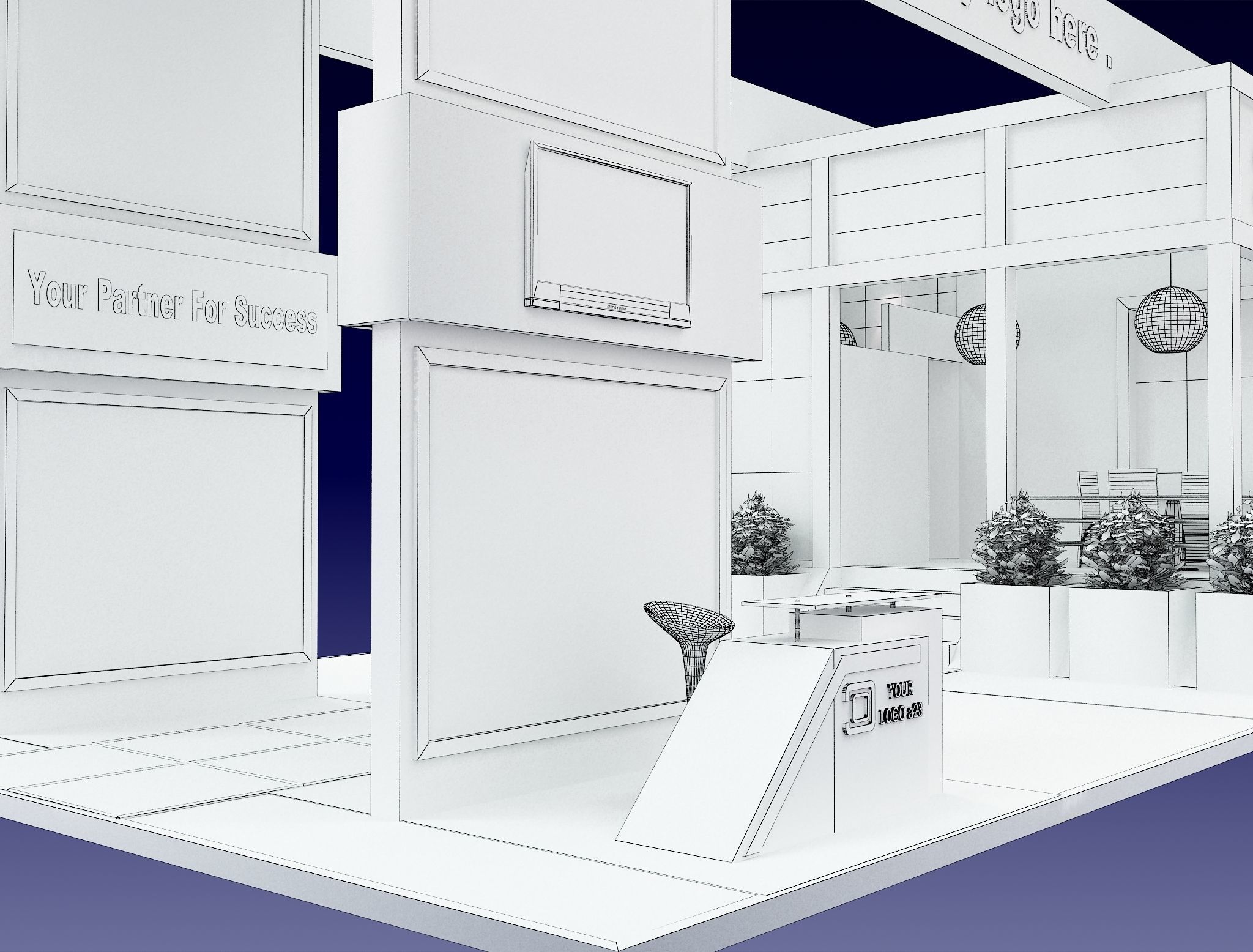Booth Exhibition Stand a505 3D model_13