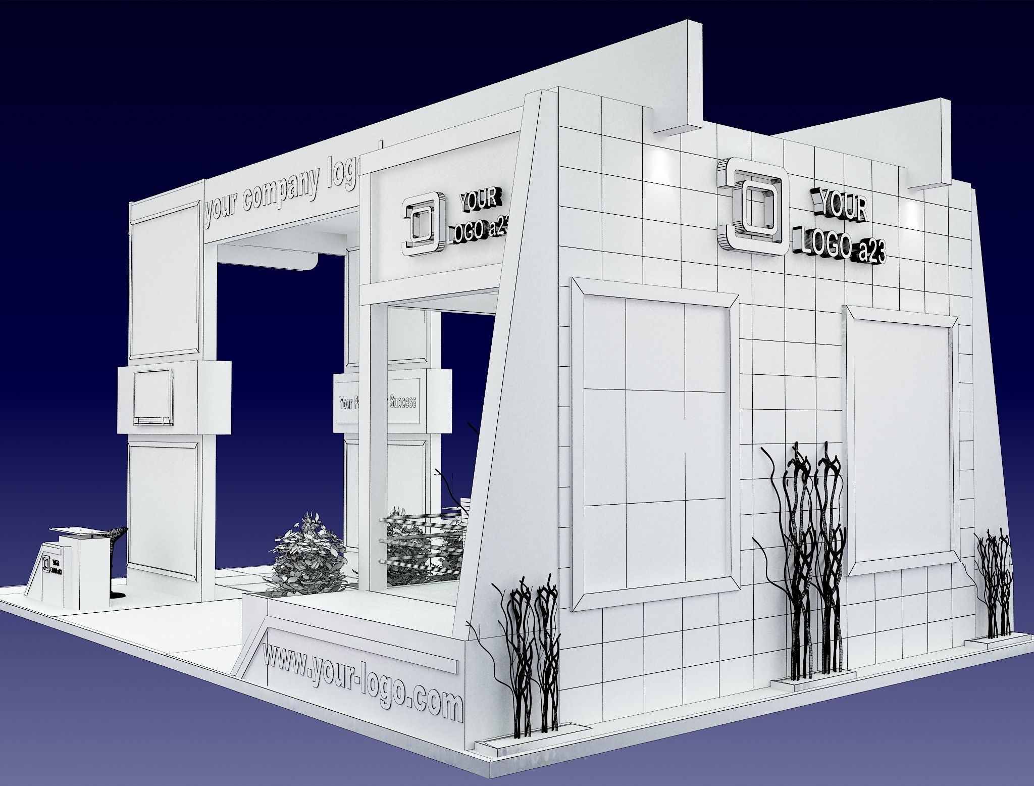 Booth Exhibition Stand a505 3D model_7