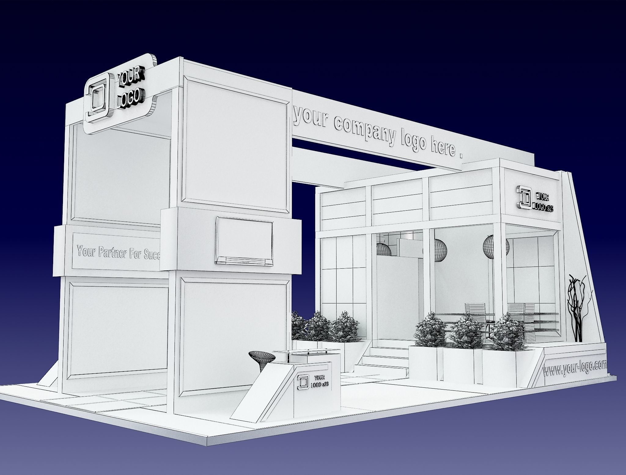 Booth Exhibition Stand a505 3D model_3
