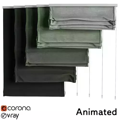 Roman blinds curtain  animated 3D model