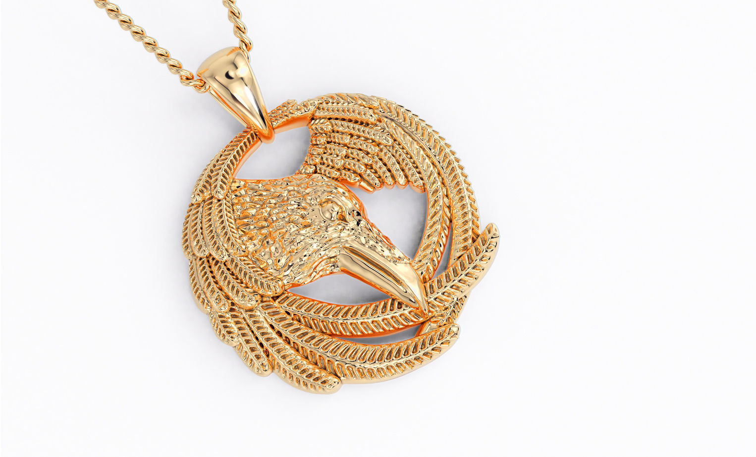 raven pendant 3D print model_7