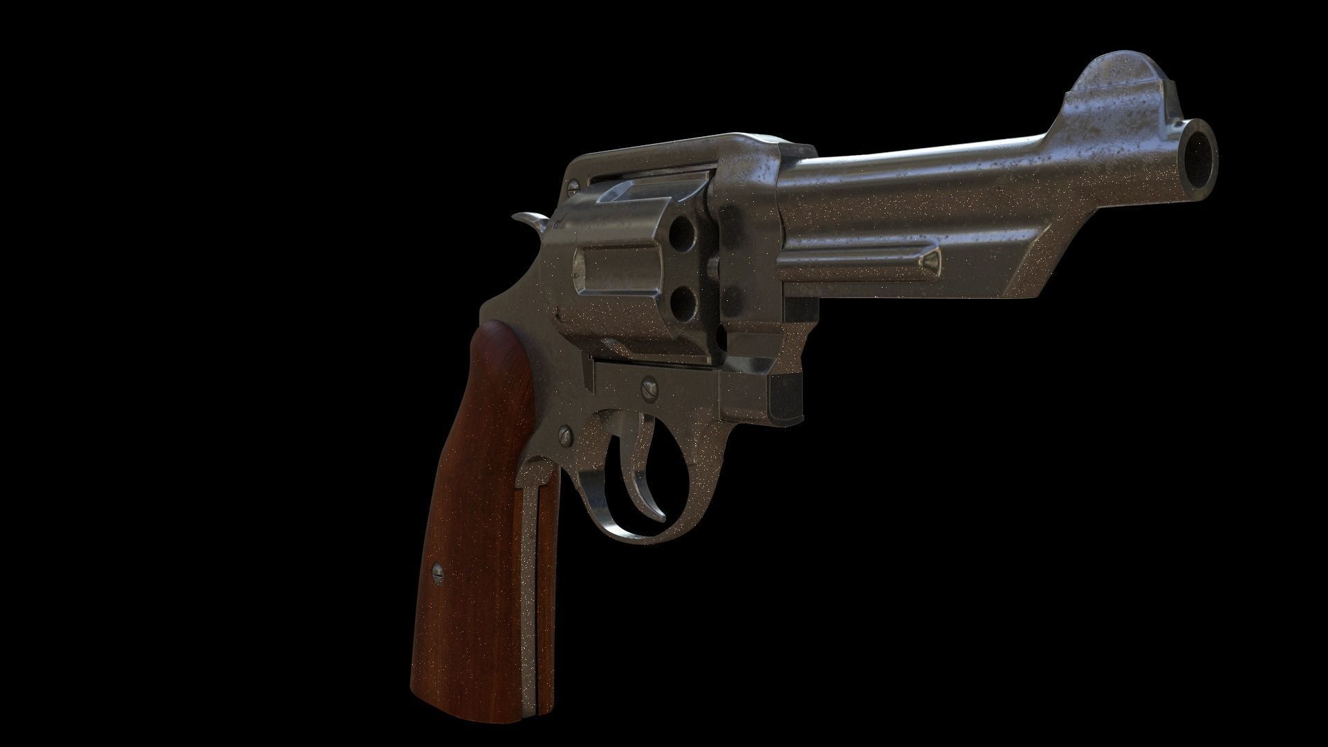 Revolver Low-poly 3D model_3